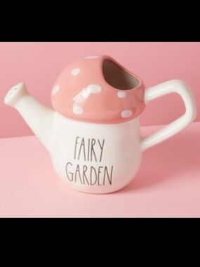 Rae Dunn Pink and White Fairy Garden Watering Can Vase